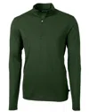 Cutter & Buck Virtue Eco Pique Recycled Quarter Zip Mens Pullover Jacket In Green