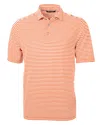 Cutter & Buck Virtue Eco Pique Stripe Recycled Mens Big And Tall Polo Shirt In Orange