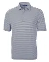 Cutter & Buck Virtue Eco Pique Stripe Recycled Mens Big And Tall Polo Shirt In Blue