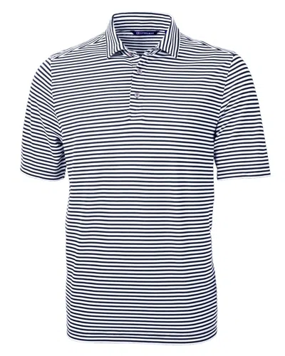 Cutter & Buck Virtue Eco Pique Stripe Recycled Mens Big And Tall Polo Shirt In Blue