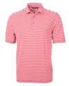 Cutter & Buck Virtue Eco Pique Stripe Recycled Mens Big And Tall Polo Shirt In Red