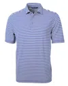 Cutter & Buck Virtue Eco Pique Stripe Recycled Mens Big And Tall Polo Shirt In Blue