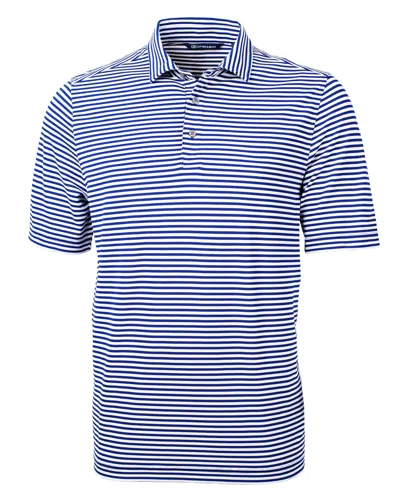 Cutter & Buck Virtue Eco Pique Stripe Recycled Mens Big And Tall Polo Shirt In Blue