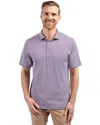 Cutter & Buck Virtue Eco Pique Stripe Recycled Mens Polo Shirt In Purple