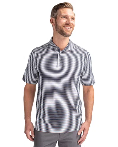 Cutter & Buck Virtue Eco Pique Stripe Recycled Mens Polo Shirt In Blue