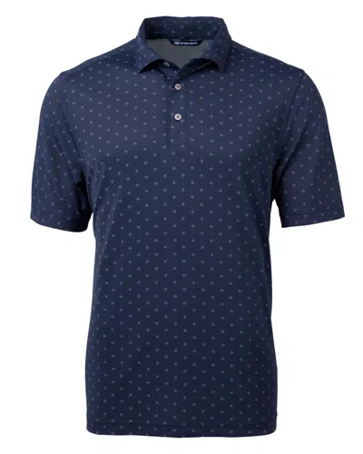 Cutter & Buck Virtue Eco Pique Tile Print Recycled Mens Polo Shirt In Blue