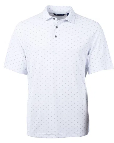 Cutter & Buck Virtue Eco Pique Tile Print Recycled Mens Polo Shirt In White