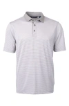 Cutter & Buck Virtue Micro Stripe Polo In Polished/white