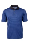Cutter & Buck Virtue Micro Stripe Polo In Tour Blue/black