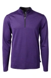 Cutter & Buck Virtue Micro Stripe Quarter Zip Pullover In College Purple/black