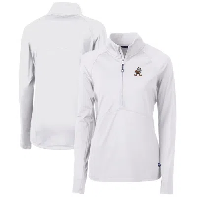 Cutter & Buck White Cleveland Browns Throwback Logo Adapt Eco Knit Stretch Recycled Half-zip Pullove