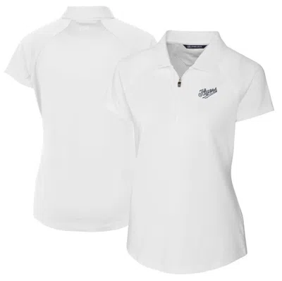 Cutter & Buck White Dayton Flyers Vault Drytec Forge Stretch Polo