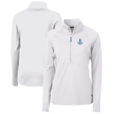 Cutter & Buck White Detroit Lions Throwback Logo Adapt Eco Knit Stretch Recycled Half-zip Pullover T