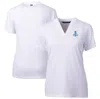 CUTTER & BUCK CUTTER & BUCK WHITE DETROIT LIONS THROWBACK LOGO FORGE BLADE V-NECK POLO