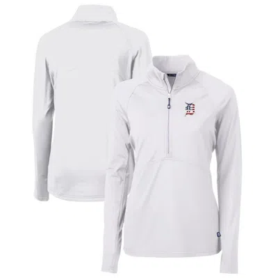 Cutter & Buck White Detroit Tigers Americana Logo Adapt Eco Knit Stretch Recycled Half-zip Pullover