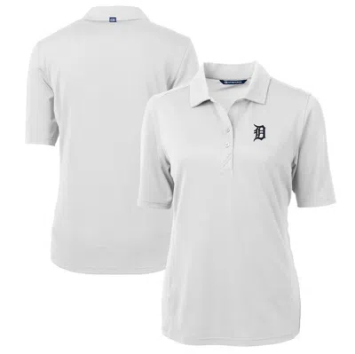 Cutter & Buck White Detroit Tigers Drytec Virtue Eco Pique Recycled Polo