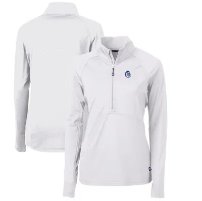 Cutter & Buck White Fresno State Bulldogs Adapt Eco Knit Stretch Recycled Half-zip Pullover Top