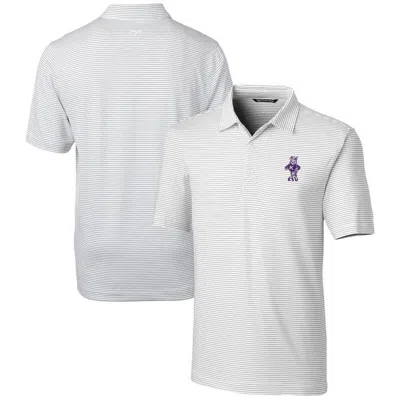 Cutter & Buck White Kansas State Wildcats Vault Forge Pencil Stripe Stretch Polo