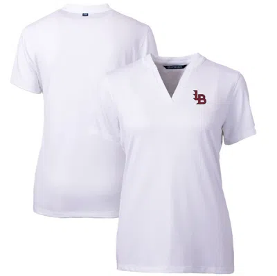 Cutter & Buck White Louisville Bats Forge Drytec Heathered Stretch Blade Top