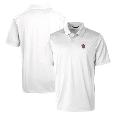 Cutter & Buck White Lsu Tigers Primary Team Logo Prospect Textured Stretch Polo