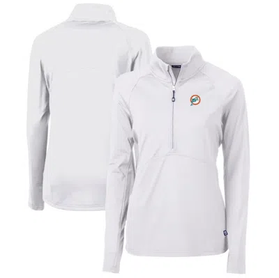 Cutter & Buck White Miami Dolphins Throwback Logo Adapt Eco Knit Stretch Recycled Half-zip Pullover