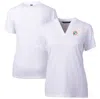 CUTTER & BUCK CUTTER & BUCK WHITE MIAMI DOLPHINS THROWBACK LOGO FORGE BLADE V-NECK POLO