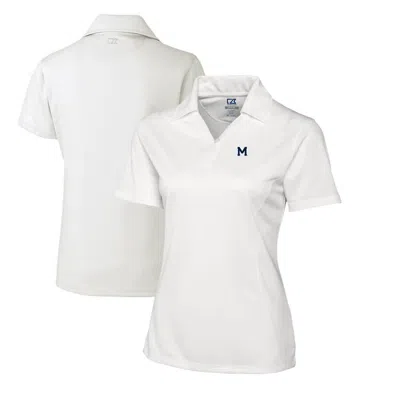 Cutter & Buck White Michigan Wolverines Cb Drytec Genre Textured Solid Polo