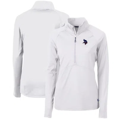 Cutter & Buck White Minnesota Vikings Adapt Eco Knit Stretch Recycled Half-zip Pullover Top