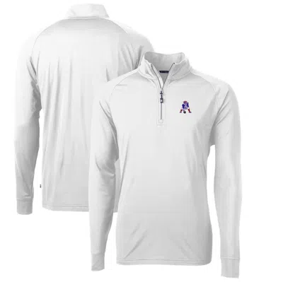 Cutter & Buck White New England Patriots Adapt Eco Knit Stretch Recycled Quarter-zip Throwback Pullo