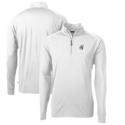 Cutter & Buck White New Orleans Saints Adapt Eco Knit Stretch Recycled Quarter-zip Throwback Pullove