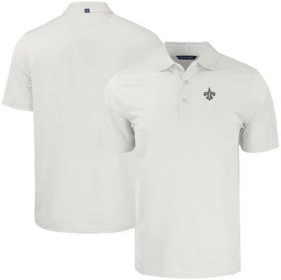 Cutter & Buck White New Orleans Saints  Pike Eco Symmetry Print Stretch Recycled Polo
