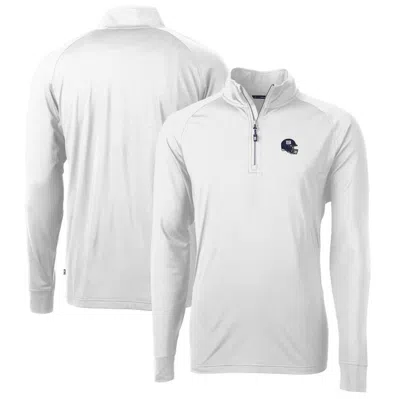 Cutter & Buck White New York Giants Helmet Adapt Eco Knit Stretch Recycled Quarter-zip Pullover Top