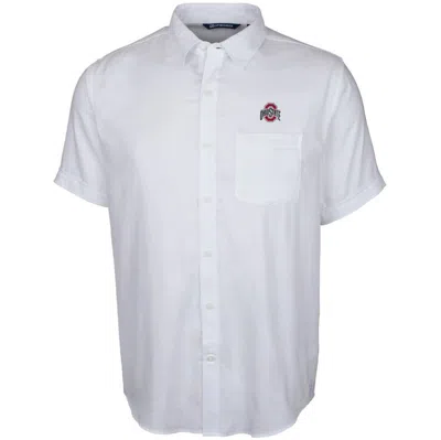 Cutter & Buck White Ohio State Buckeyes Windward Twill Button-up Short Sleeve Shirt