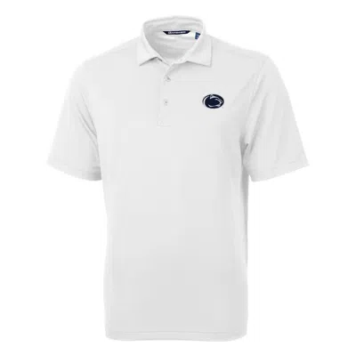 Cutter & Buck White Penn State Nittany Lions Virtue Eco Pique Recycled Polo In Gray