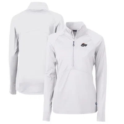 Cutter & Buck White Rocket City Trash Pandas Adapt Eco Knit Stretch Recycled Half-zip Top