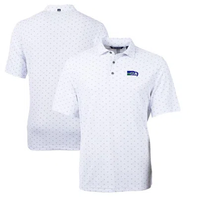Cutter & Buck White Seattle Seahawks Throwback Logo Virtue Eco Pique Tile Recycled Big & Tall Polo