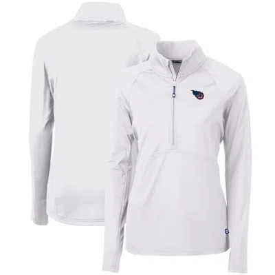 Cutter & Buck White Tennessee Titans Adapt Eco Knit Stretch Recycled Half-zip Pullover Top In Grey