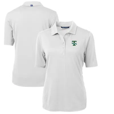 Cutter & Buck White Tulane Green Wave Team Virtue Eco Pique Recycled Polo