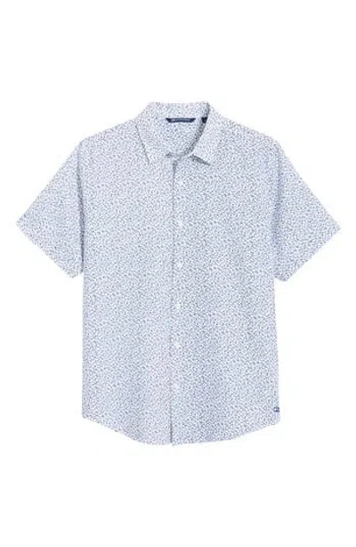 Cutter & Buck Windward Mineral Short Sleeve Button-up Shirt In White/indigo