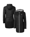 Cutter & Buck Women's Black Detroit Lions Rainier Primaloft Hooded Long Lightweight Coat In Black