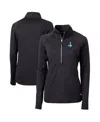 Cutter & Buck Women's Black Detroit Lions Throwback Logo Adapt Knit Stretch Half-zip Pullover Top In Black