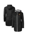 Cutter & Buck Women's Black Iowa Hawkeyes Rainier Primaloft Hooded Long Coat In Black