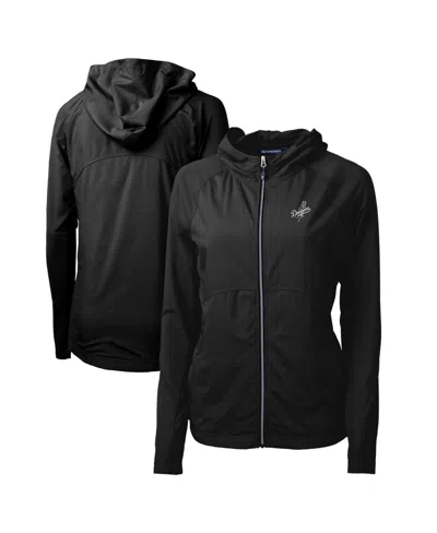 Cutter & Buck Women's Black Los Angeles Dodgers Adapt Eco Knit Hybrid Raglan Full-zip Hoodie