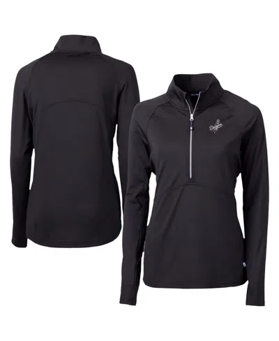 Cutter & Buck Women's Black Los Angeles Dodgers Adapt Eco Knit Stretch Half-zip Drytec Sweatshirt
