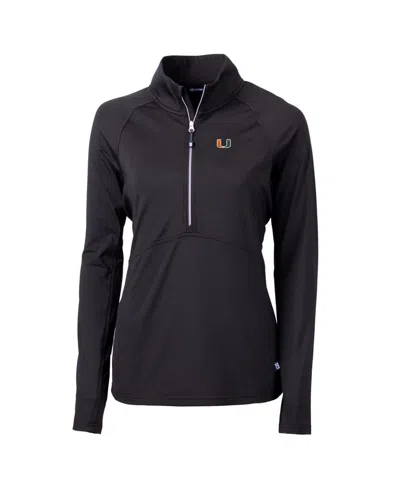 Cutter & Buck Women's Black Miami Hurricanes Adapt Eco Knit Half-zip Pullover Jacket