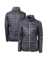 Cutter & Buck Women's Black Minnesota Vikings Helmet Logo Rainier Primaloft Eco Insulated Full-zip Puffer Jacket In Black
