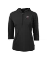 Cutter & Buck Women's Black Montana Grizzlies Virtue Eco Pique Half-zip 3/4 Sleeve Pullover Hoodie In Black