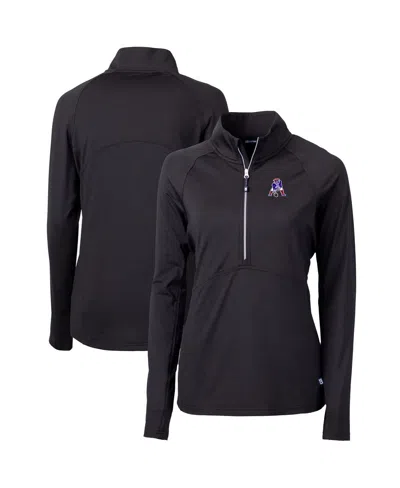 Cutter & Buck Women's Black New England Patriots Throwback Logo Adapt Eco Knit Stretch Half-zip Pullover Sweatshir