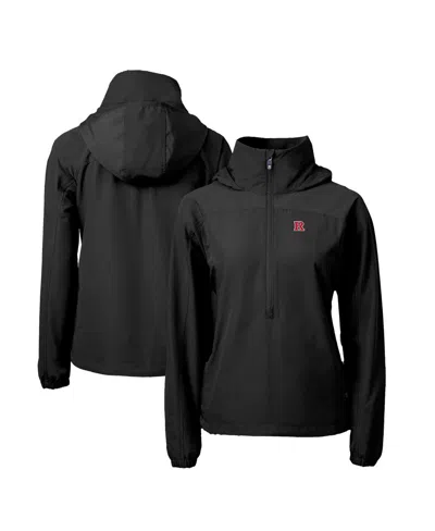 Cutter & Buck Women's Black Rutgers Scarlet Knights Charter Eco Half-zip Anorak Jacket