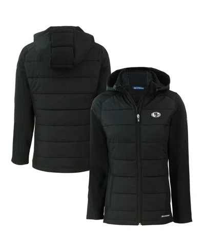 Cutter & Buck Women's Black San Francisco 49ers Evoke Hybrid Eco Softshell Full-zip Hoodie Jacket